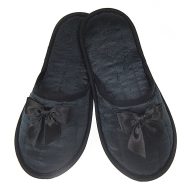 Γυναικεία παντόφλα σατέν δωματίου μαύρη Ελληνική