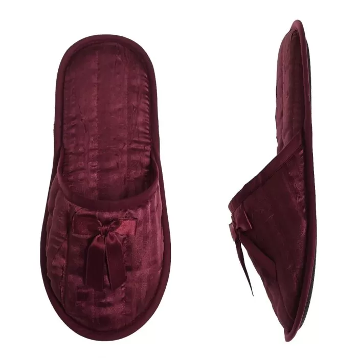 Γυναικεία παντόφλα σατέν δωματίου μπορντό Ελληνική - Amaryllis Slippers 1