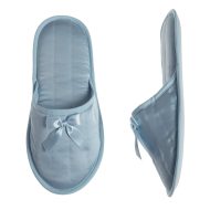 Γυναικεία παντόφλα σατέν δωματίου σιέλ Ελληνική