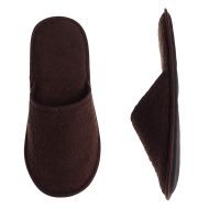 Ανδρική παντόφλα πετσετέ δωματίου καφέ βαμβακερή Ελληνική