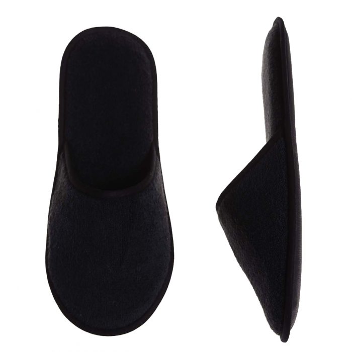 Ανδρική παντόφλα πετσετέ δωματίου μαύρη βαμβακερή Ελληνική - Amaryllis Slippers 1