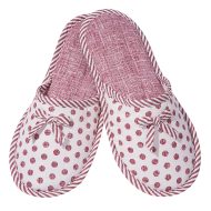 Γυναικεία παντόφλα υφασμάτινη δωματίου Μπορντό Πουά βαμβακερή Ελληνική