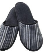 Ανδρική παντόφλα πετσετέ δωματίου ριγέ γκρι βαμβακερή Ελληνική Ανδρικές Παντόφλες Amaryllis Slippers Ανδρική παντόφλα πετσετέ δωματίου ριγέ γκρι βαμβακερή Ελληνική
