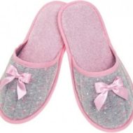 Γυναικεία παντόφλα υφασμάτινη ροζ ανθάκι βαμβακερή Ελληνικής κατασκευής