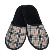 Ανδρική παντόφλα πετσετέ δωματίου καρώ μαύρη Ελληνική Ανδρικές Παντόφλες Amaryllis Slippers Ανδρική παντόφλα πετσετέ δωματίου καρώ μαύρη Ελληνική