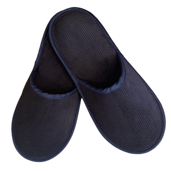 Ανδρική παντόφλα πετσετέ δωματίου Κοτλέ Μπλέ βαμβακερή Ελληνική - Amaryllis Slippers 1