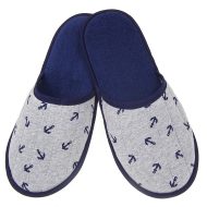 Ανδρική παντόφλα πετσετέ δωματίου γκρι Άγκυρα βαμβακερή Ελληνική Ανδρικές Παντόφλες Amaryllis Slippers Ανδρική παντόφλα πετσετέ δωματίου γκρι Άγκυρα βαμβακερή Ελληνική