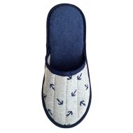 Ανδρική παντόφλα πετσετέ δωματίου γκρι Άγκυρα βαμβακερή Ελληνική Ανδρικές Παντόφλες Amaryllis Slippers 3