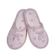 Εφηβική παντόφλα υφασμάτινη δωματίου Pink Star βαμβακερή Ελληνική
