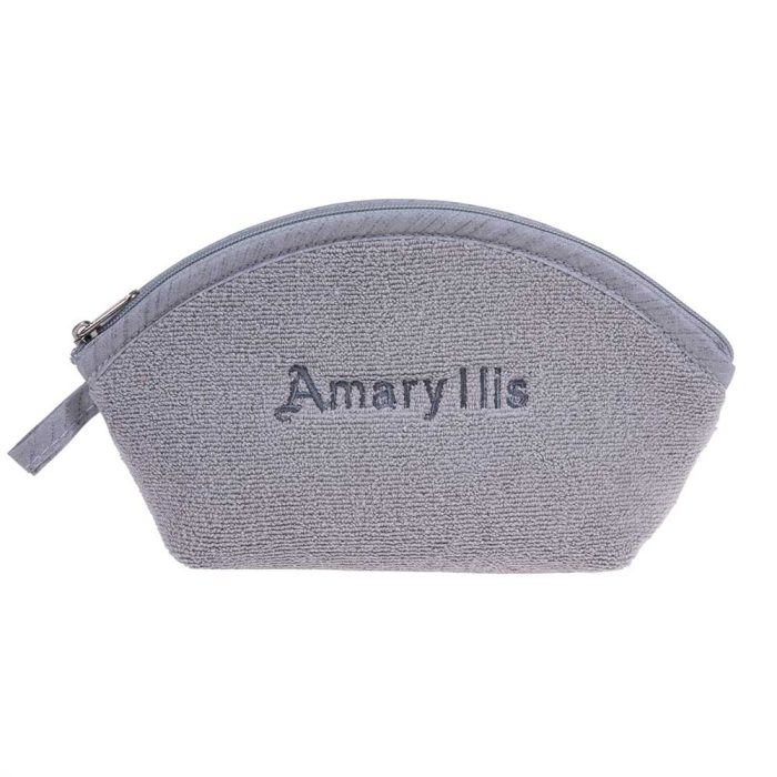 Πετσετέ γκρί νεσεσέρ πορτοφόλι με φερμουάρ Amaryllis χειροποίητο Ελληνικό - Amaryllis Slippers 1