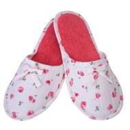 Γυναικεία παντόφλα υφασμάτινη Κοραλί λουλούδι βαμβακερή Ελληνική