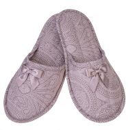 Γυναικεία παντόφλα υφασμάτινη δωματίου Λιλά βαμβακερή Ελληνική