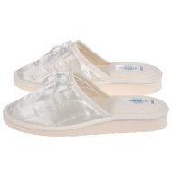 Γυναικεία παντόφλα νυφική ιβουάρ σατέν βαμβακερή Ελληνική Γυναικείες Παντόφλες με σόλα Eva Foam Amaryllis Slippers Γυναικεία παντόφλα νυφική ιβουάρ σατέν βαμβακερή Ελληνική