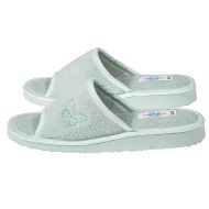 Γυναικεία παντόφλα ανοιχτή μέντα πετσετε Βαμβακερή Ελληνική