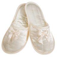 Γυναικεία παντόφλα σατέν με φιόγκο δωματίου νυφική ιβουάρ Ελληνική