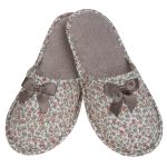 Γυναικεία παντόφλα πετσετέ δωματίου Μόκα Εμπριμέ βαμβακερή Ελληνική