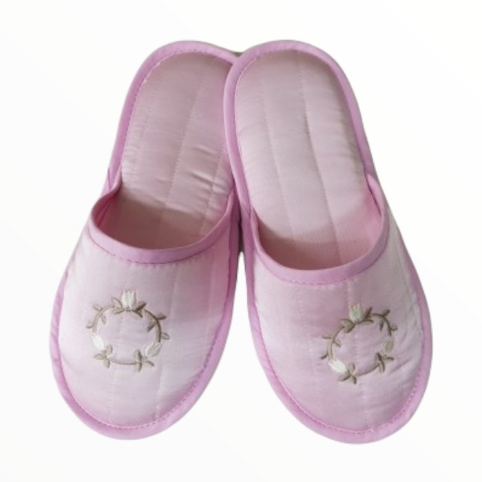 Γυναικεία παντόφλα σατέν δωματίου Ροζ Ελληνική - Amaryllis Slippers 1