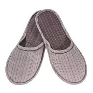 Ανδρική παντόφλα πετσετέ δωματίου Γκρί/Καφέ Ριγέ Βαμβακερή Ελληνική