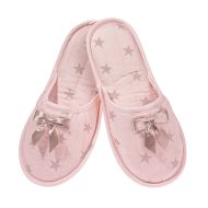 Γυναικεία παντόφλα υφασμάτινη δωματίου Pink Star βαμβακερή Ελληνική