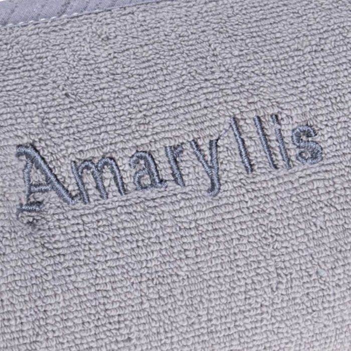 Πετσετέ γκρί νεσεσέρ μπάνιου με θήκες Amaryllis χειροποίητο Ελληνικό - Amaryllis Slippers 3