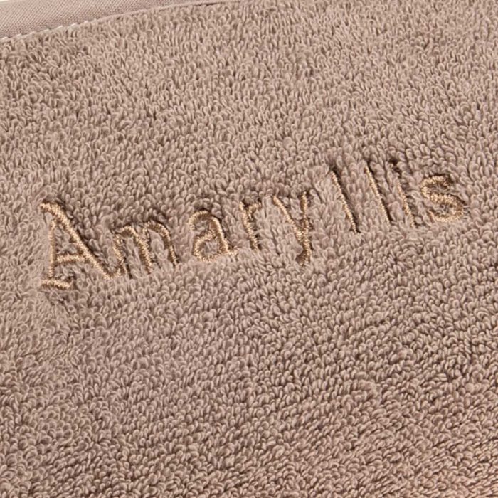 Πετσετέ μόκα νεσεσέρ μπάνιου με θήκες Amaryllis χειροποίητο Ελληνικό - Amaryllis Slippers 3