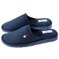 Ανδρική παντόφλα τσελ μπλέ ύφασμα  βαμβακερή Ελληνική