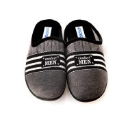 Ανδρική παντόφλα γκρί βελουτέ με ρίγα