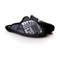 Ανδρική παντόφλα μαύρη βελουτέ με σχέδιο Run