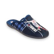 Ανδρική παντόφλα μπλε βελουτέ με σχέδιο Ρονάλντο