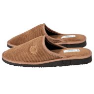 Ανδρική Παντόφλα καφέ ταμπά κοτλέ βαμβακερή Ελληνική Ανδρικές Παντόφλες Amaryllis Slippers Ανδρική Παντόφλα καφέ ταμπά κοτλέ βαμβακερή Ελληνική