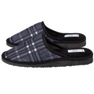 Ανδρική Παντόφλα καρό μαύρο aura Ελληνική