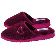Γυναικεία παντόφλα μπορντό γούνινη καρδούλα Ελληνική