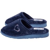 Γυναικεία παντόφλα μπλε γούνινη καρδούλα Ελληνική