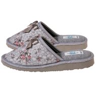 Γυναικεία παντόφλα... Γυναικείες Παντόφλες με σόλα Eva Foam Amaryllis Slippers Γυναικεία παντόφλα γκρι floral Βαμβακερή Ελληνική