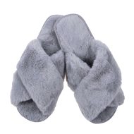 Γυναικεία παντόφλα γκρι γούνινη χιαστή Ανοιχτές Παντόφλες Amaryllis Slippers 3