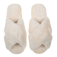 Γυναικεία παντόφλα εκρού γούνινη χιαστή Ανοιχτές Παντόφλες Amaryllis Slippers Γυναικεία παντόφλα εκρού γούνινη χιαστή