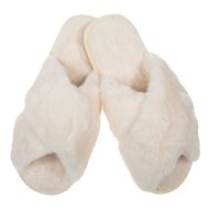 Γυναικεία παντόφλα εκρού γούνινη χιαστή Ανοιχτές Παντόφλες Amaryllis Slippers 3