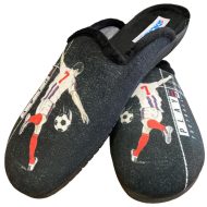 Ανδρική παντόφλα μαύρη βελουτέ με σχέδιο Ρονάλντο