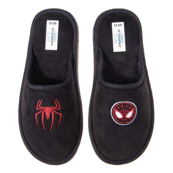 Ανδρική/Εφηβική παντόφλα βελούδο μαύρο Spiderman Ελληνική - Amaryllis Slippers 1