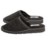 Γυναίκεια παντόφλα πετσετέ μαύρη βαμβακερή Ελληνική