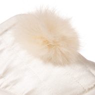 Γυναικεία παντόφλα σατέν με φουντάκι δωματίου νυφική ιβουάρ Ελληνική Γυναικείες Παντόφλες Δωματίου Amaryllis Slippers 3