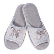 Γυναικεία παντόφλα υφασμάτινη δωματίου Γκρι αστεράκι βαμβακερή Ελληνική