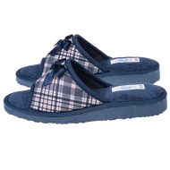 Γυναικεία παντόφλα ανοιχτή μπλε καρό Βαμβακερή Ελληνική Ανοιχτές Παντόφλες Amaryllis Slippers Γυναικεία παντόφλα ανοιχτή μπλε καρό Βαμβακερή Ελληνική