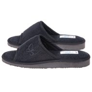 Γυναίκεια παντόφλα ανοιχτή μαύρη πετσετέ βαμβακερή Ελληνική Παντόφλες Γυναικείες Amaryllis Slippers Γυναίκεια παντόφλα ανοιχτή μαύρη πετσετέ βαμβακερή Ελληνική