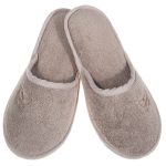 Γυναικεία παντόφλα πετσετέ μπεζ μόκα πεταλούδα Βαμβακερή Ελληνικής Κατασκευής