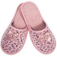 Γυναικεία παντόφλα υφασμάτινη σομόν καρδούλες βαμβακερή Ελληνικής κατασκευής