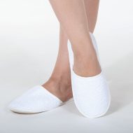 Γυναικεία παντόφλα πετσετέ δωματίου Λευκή βαμβακερή Ελληνικής κατασκευής Γυναικείες Παντόφλες Δωματίου Amaryllis Slippers 3