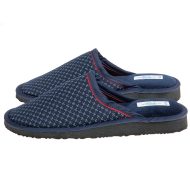 Ανδρική παντόφλα ύφασμα-βελούδο μπλε αστεράκι Ελληνικής κατασκευής