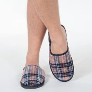 Ανδρική παντόφλα γούνινη μπορντό καρό Ελληνικής κατασκευής Ανδρικές Παντόφλες με Σόλα Eva Foam Amaryllis Slippers 3