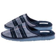 Ανδρική παντόφλα γούνινη μπλε καρό Ελληνικής κατασκευής Ανδρικές Παντόφλες με Σόλα Eva Foam Amaryllis Slippers Ανδρική παντόφλα γούνινη μπλε καρό Ελληνικής κατασκευής